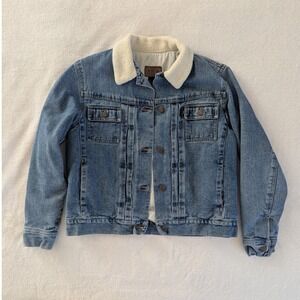 VTG Lauren Jeans Co Denim Jacket Women's Size Med Sherpa Collar Quilted Lining